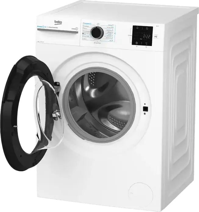 Masina de spalat rufe cu incarcare frontala Beko BM3WFSU38413WB, 8kg, 1400 rpm, Clasa Energetica A, Motor ProSmart Inverter, SteamCure, AddXtra, Alb/Negru