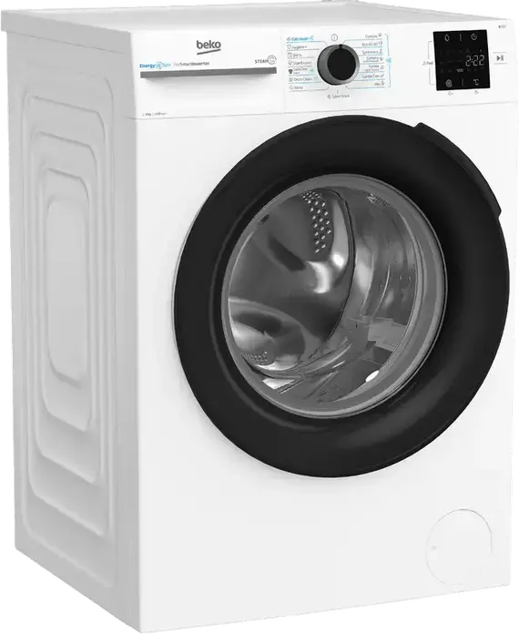 Masina de spalat rufe cu incarcare frontala Beko BM3WFSU38413WB, 8kg, 1400 rpm, Clasa Energetica A, Motor ProSmart Inverter, SteamCure, AddXtra, Alb/Negru