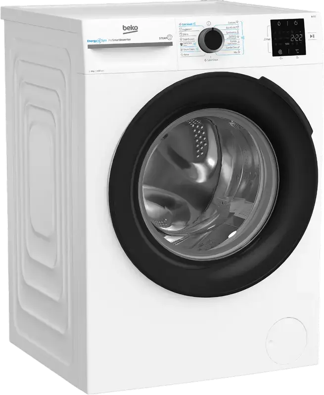 Masina de spalat rufe cu incarcare frontala Beko BM3WFSU38413WB, 8kg, 1400 rpm, Clasa Energetica A, Motor ProSmart Inverter, SteamCure, AddXtra, Alb/Negru