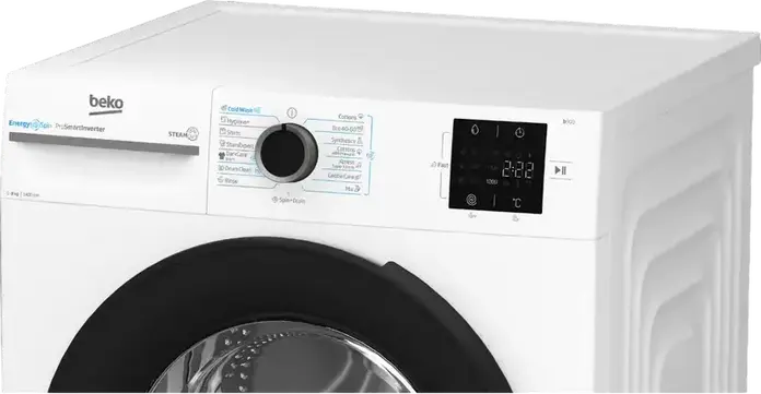 Masina de spalat rufe cu incarcare frontala Beko BM3WFSU38413WB, 8kg, 1400 rpm, Clasa Energetica A, Motor ProSmart Inverter, SteamCure, AddXtra, Alb/Negru