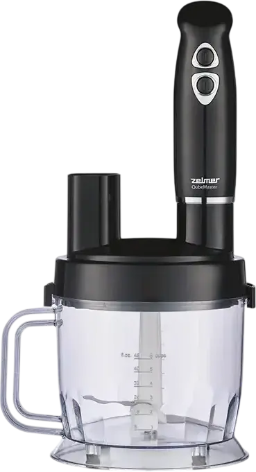 Zelmer QubeMaster ZHB4600 Hand Blender 1200W, Stainless Steel Blades, 1.5L Bowl, Chopper, Whisk, Dicing and Slicing Attachments, Black