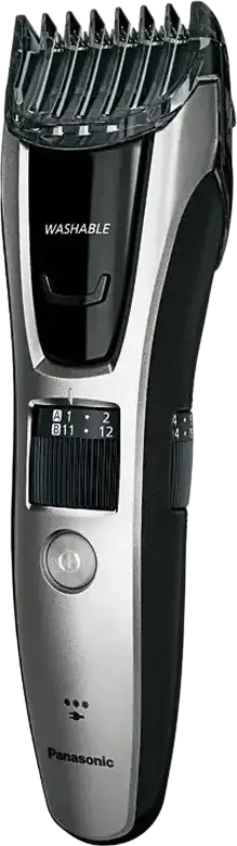 Panasonic ER-GB70 Hair and Beard Trimmer, 26 Length Settings 0.5-25mm, Stainless Steel Blades, Rechargeable, Washable, with Case and Combs