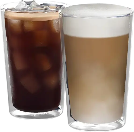 DeLonghi DLSC319 Double Wall Thermal Glasses Set of 2, 480ml Borosilicate Glass, Insulated Hot and Cold Beverage Cups, Dishwasher & Microwave Safe