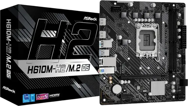 ASRock H610M-H2/M.2 D5 Micro-ATX Motherboard LGA1700 Intel H610 DDR5 5600MHz 96GB Dual Channel PCIe 4.0 Ultra M.2 HDMI 2.1 Gigabit LAN