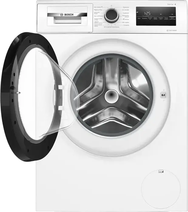 Masina de spalat rufe Bosch Serie 4 WAN2425NPL cu incarcare frontala, 9kg, Clasa Energetica A, 1400 rpm, Motor Inverter, Curatare cu Aburi, Alb/Negru