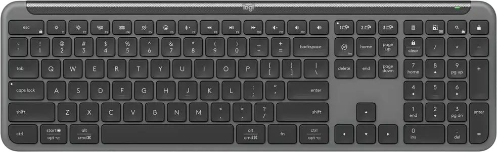 Tastatura Wireless Logitech Signature Slim K950 Full-Size, Bluetooth LE & Logi Bolt, Layout Multi-OS, Easy-Switch 3 dispozitive, Switch-uri Scissor
