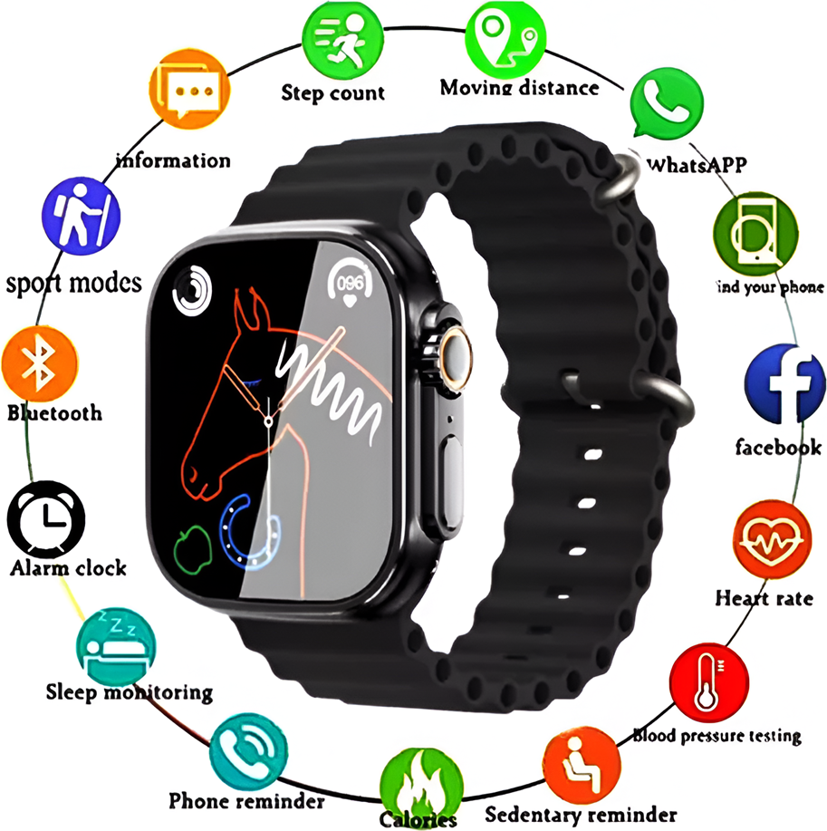 Смарт-часы Charome T8s Ultra Max Черный AMOLED экран 2 дюйма 49мм цинковый сплав IP68 водонепроницаемые Bluetooth HD звонки мониторинг пульса и SpO2