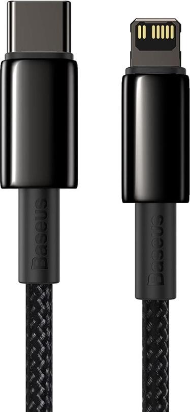 Baseus Tungsten Gold USB Type-C to Lightning Fast Charging Cable 20W 3A Nylon Braided Zinc Alloy Data Transfer 480Mbps 1m