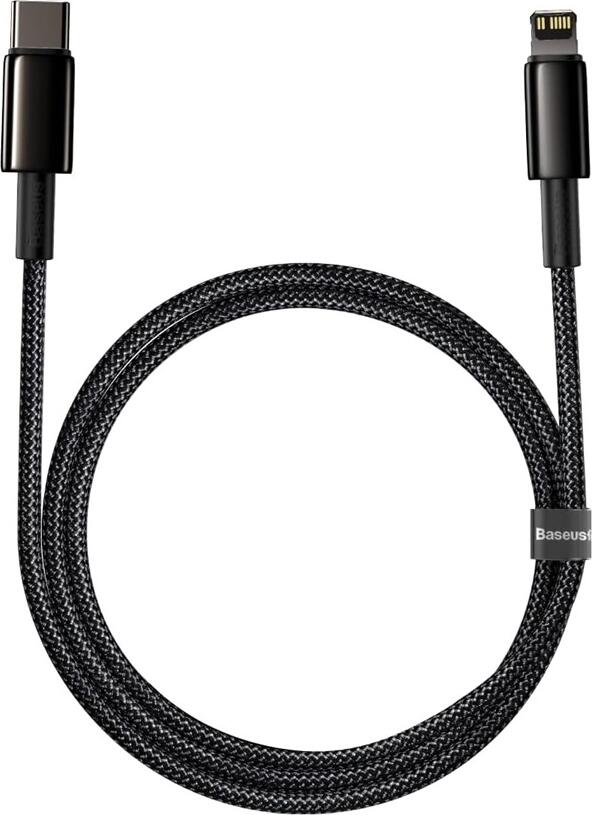 Baseus Tungsten Gold USB Type-C to Lightning Fast Charging Cable 20W 3A Nylon Braided Zinc Alloy Data Transfer 480Mbps 1m