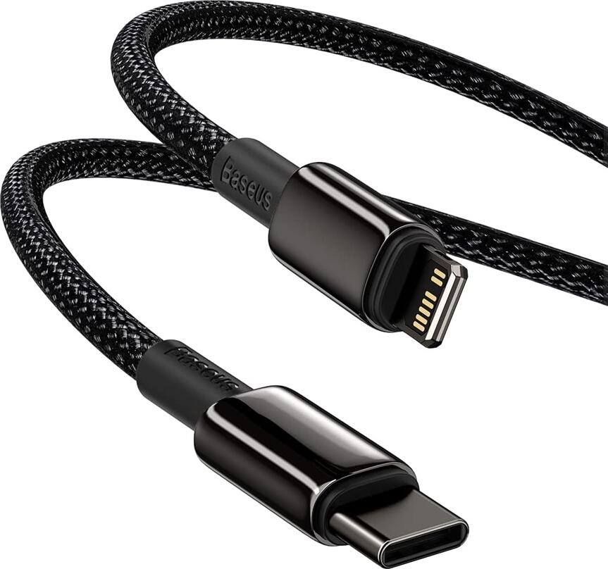 Baseus Tungsten Gold USB Type-C to Lightning Fast Charging Cable 20W 3A Nylon Braided Zinc Alloy Data Transfer 480Mbps 1m