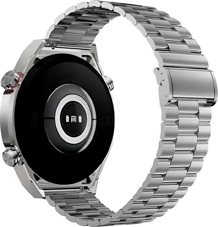 Smartwatch Maxcom Ecowatch Eco1 EW01, Ecran AMOLED Rotund 1.52", GPS, Monitorizare Ritm Cardiac si SpO2, Rezistenta IP67, Curea Metalica, Android si iOS