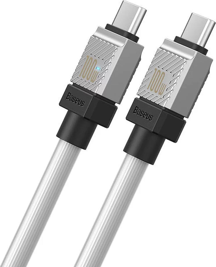 Baseus CoolPlay USB-C to USB-C Cable 100W 5A Fast Charging Cable with Digital Power Display and Heat Dissipation Metal Housing, White