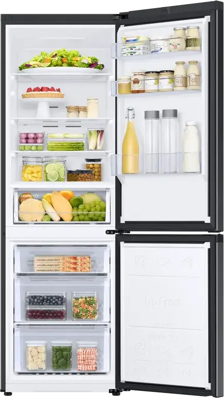Samsung RB34C600EBN/EF Freestanding Fridge-Freezer, 344L Net Volume, No Frost, SpaceMax, Digital Inverter, SmartThings, Black, 185.3 cm Height