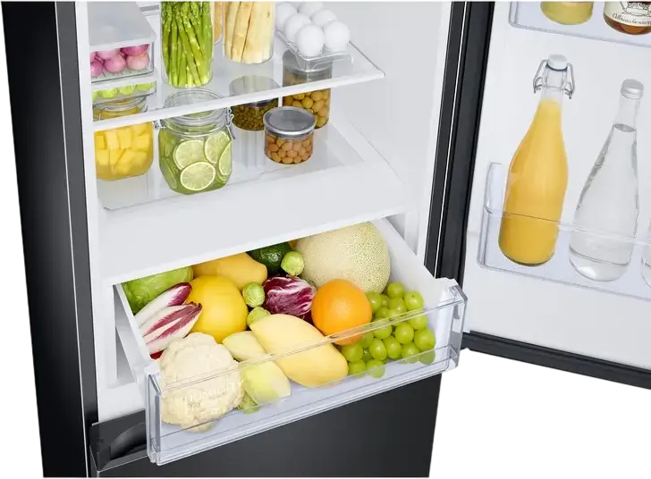 Samsung RB34C600EBN/EF Freestanding Fridge-Freezer, 344L Net Volume, No Frost, SpaceMax, Digital Inverter, SmartThings, Black, 185.3 cm Height