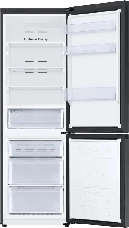 Samsung RB34C600EBN/EF Freestanding Fridge-Freezer, 344L Net Volume, No Frost, SpaceMax, Digital Inverter, SmartThings, Black, 185.3 cm Height