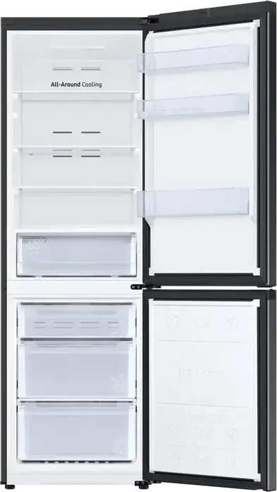 Samsung RB34C600EBN/EF Freestanding Fridge-Freezer, 344L Net Volume, No Frost, SpaceMax, Digital Inverter, SmartThings, Black, 185.3 cm Height