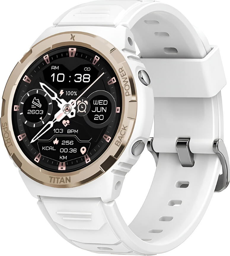 Smartwatch Maxcom Titan Valkiria FW100, Ecran AMOLED Rotund 1.3", Carcasă Metalic, Curea Silicon, Rezistență Apă IP69K 5ATM, Monitorizare Sănătate și Sport