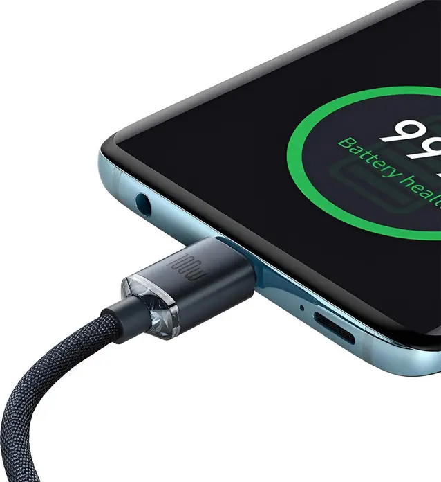Baseus Crystal Shine Series USB Type-C to Type-C Cable 100W 5A PD Fast Charging, 480Mbps Data Transfer, Braided Nylon, 1.2m, CAJY000601