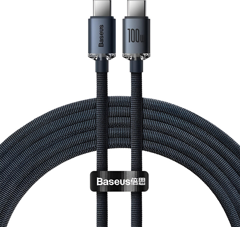Baseus Crystal Shine Series USB Type-C to Type-C Cable 100W 5A PD Fast Charging, 480Mbps Data Transfer, Braided Nylon, 1.2m, CAJY000601