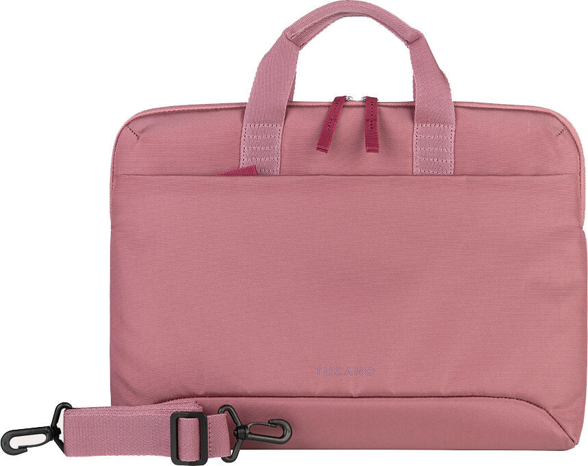 Tucano Smilza Superslim 14.0 Laptop Bag, Recycled Polyester, Soft Neoprene Shock Protection, Detachable Shoulder Strap, Pink