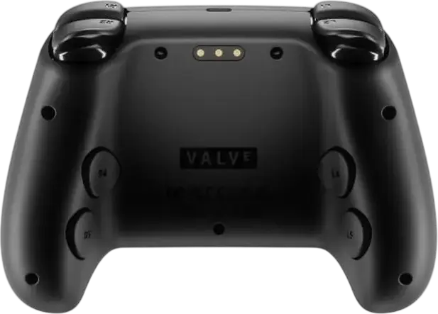 Controller Valve Steam Gamepad Wireless pentru Windows si MacOS, Trackpad-uri Haptice Duale, Stick-uri Magnetice TMR, Giroscop 6 Axe, USB-C, Negru