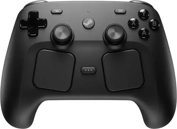 Controller Valve Steam Gamepad Wireless pentru Windows si MacOS, Trackpad-uri Haptice Duale, Stick-uri Magnetice TMR, Giroscop 6 Axe, USB-C, Negru