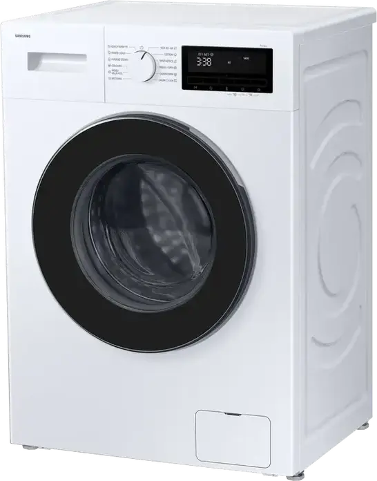 Samsung WW80FG3M05AWLF Front-Loading Washing Machine, 8kg Capacity, Digital Inverter Motor, 1400 rpm, Energy Class A, Hygiene Steam, White/Black