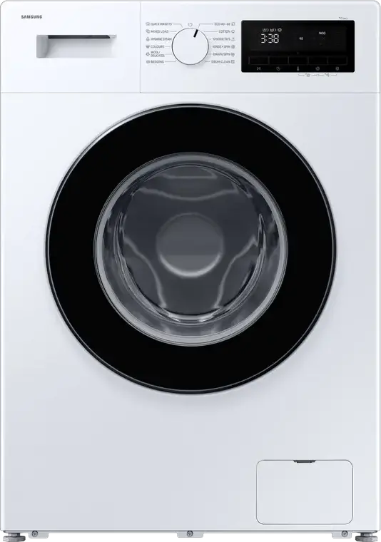 Samsung WW80FG3M05AWLF Front-Loading Washing Machine, 8kg Capacity, Digital Inverter Motor, 1400 rpm, Energy Class A, Hygiene Steam, White/Black