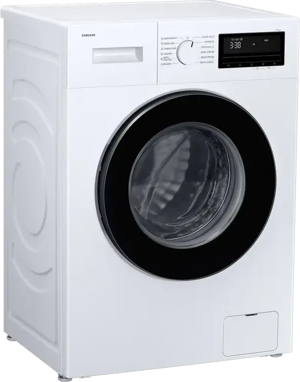 Samsung WW80FG3M05AWLF Front-Loading Washing Machine, 8kg Capacity, Digital Inverter Motor, 1400 rpm, Energy Class A, Hygiene Steam, White/Black