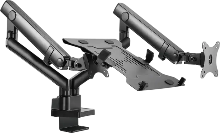 Gembird MA-DA3-02 Full-Motion Adjustable Desk Mount Monitor Arm with Notebook Tray, VESA 75x75/100x100, for 17-32 inch Screens, Max Load 9kg, Black