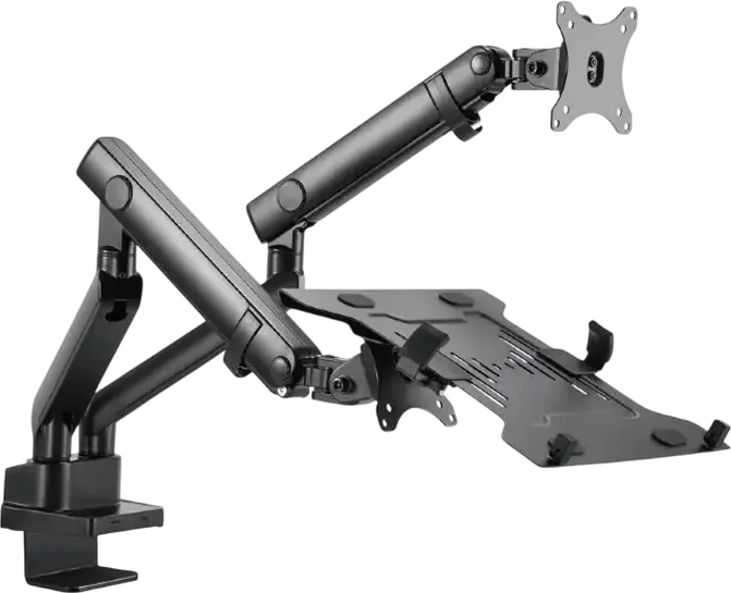 Gembird MA-DA3-02 Full-Motion Adjustable Desk Mount Monitor Arm with Notebook Tray, VESA 75x75/100x100, for 17-32 inch Screens, Max Load 9kg, Black