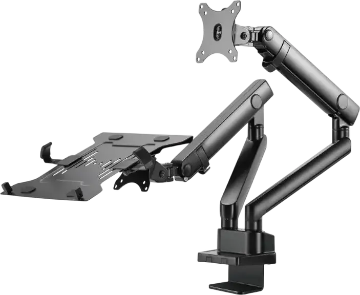 Gembird MA-DA3-02 Full-Motion Adjustable Desk Mount Monitor Arm with Notebook Tray, VESA 75x75/100x100, for 17-32 inch Screens, Max Load 9kg, Black
