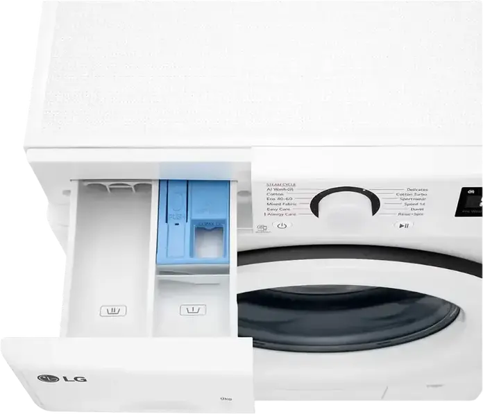 Masina de spalat rufe LG F4WR509SWW cu incarcare frontala, 9kg, AI DD, Inverter Direct Drive, Curatare cu Abur, 1400 rpm, Clasa Energetica A, Alb