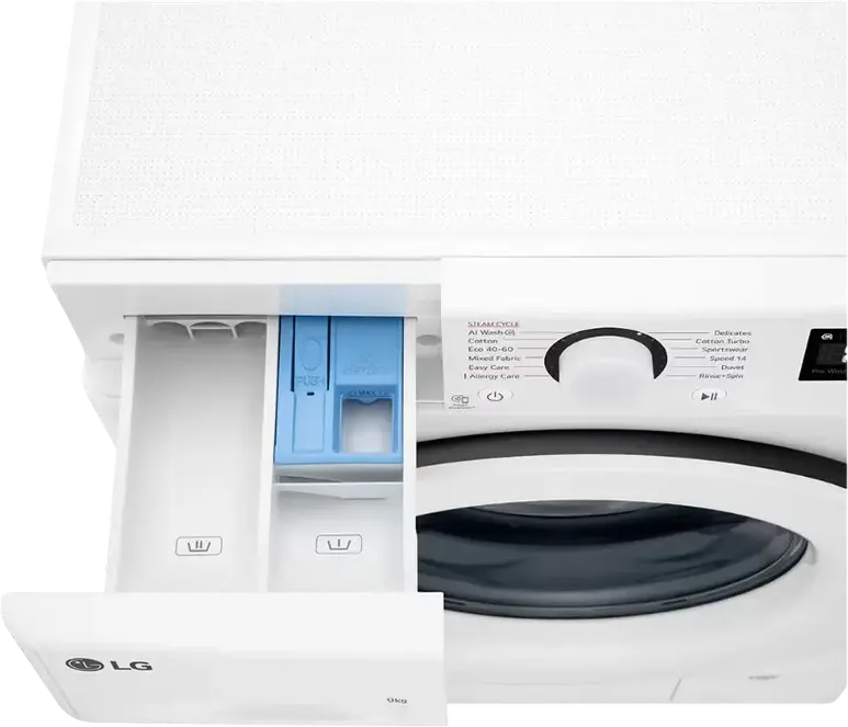 Masina de spalat rufe LG F4WR509SWW cu incarcare frontala, 9kg, AI DD, Inverter Direct Drive, Curatare cu Abur, 1400 rpm, Clasa Energetica A, Alb