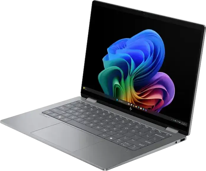 Laptop 2-in-1 HP OmniBook X Flip 14-fk0000ci, AMD Ryzen AI 7 350, 32GB LPDDR5x, 1TB SSD, Ecran 14" 3K OLED Touch, Wi-Fi 7, Windows 11 Home, Meteor Silver