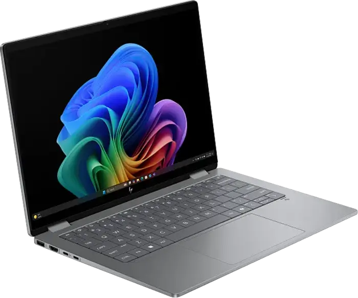Laptop 2-in-1 HP OmniBook X Flip 14-fk0000ci, AMD Ryzen AI 7 350, 32GB LPDDR5x, 1TB SSD, Ecran 14" 3K OLED Touch, Wi-Fi 7, Windows 11 Home, Meteor Silver