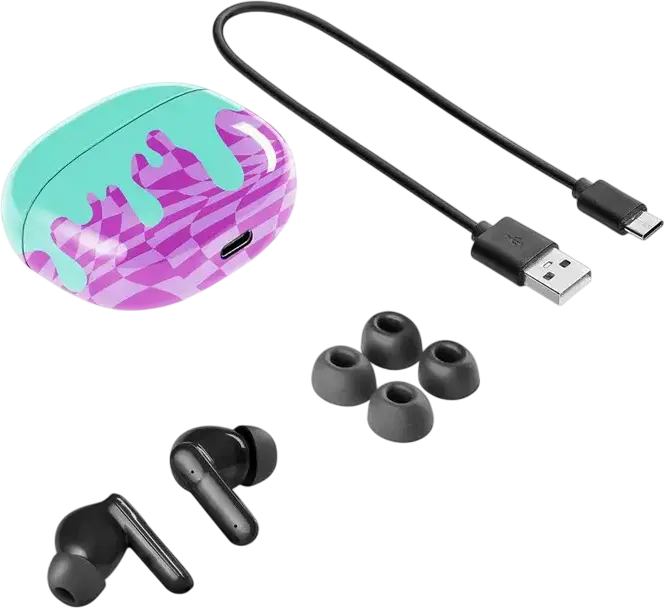 Casca Cellularline Music Sound Fancy BTMSTWSINEAR244 TWS True Wireless Stereo pentru Copii, Culoare Fluid, Bluetooth 5.3, Control Tactil, Autonomie Totală 25h, USB-C