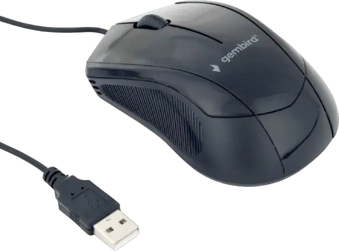 Gembird MUS-3B-02 Wired Optical Mouse, 1000 DPI, 3 Buttons with Scroll Wheel, Ambidextrous, USB Plug & Play, Black, ABS Plastic