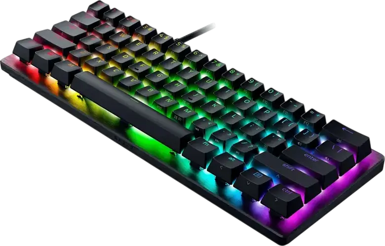 Игровая клавиатура Razer Huntsman V3 Pro Mini 60%, белая, черные переключатели, аналоговые оптические переключатели Gen-2, Rapid Trigger, Snap Tap, PBT-кейкапы, Chroma RGB