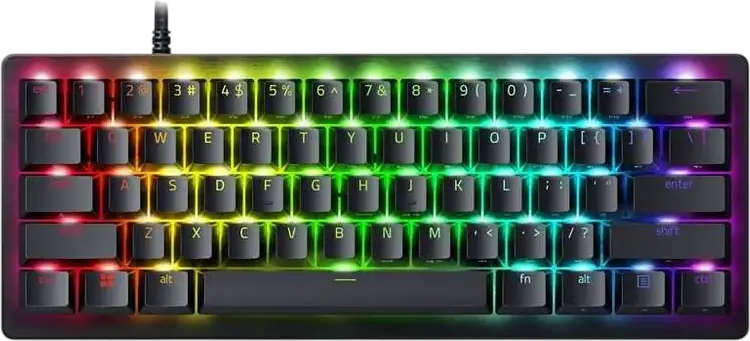 Игровая клавиатура Razer Huntsman V3 Pro Mini 60%, белая, черные переключатели, аналоговые оптические переключатели Gen-2, Rapid Trigger, Snap Tap, PBT-кейкапы, Chroma RGB