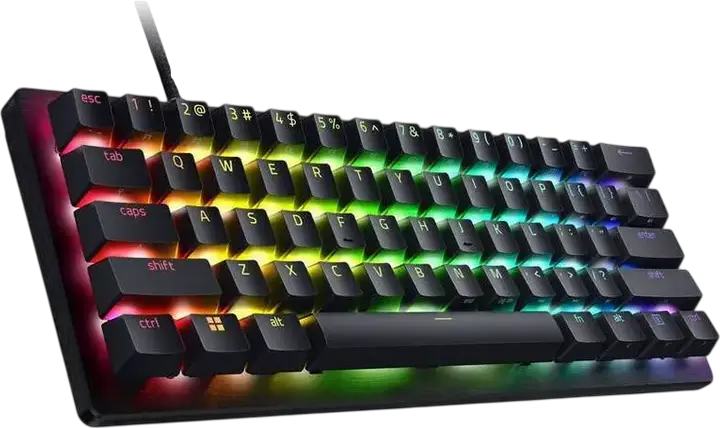 Игровая клавиатура Razer Huntsman V3 Pro Mini 60%, белая, черные переключатели, аналоговые оптические переключатели Gen-2, Rapid Trigger, Snap Tap, PBT-кейкапы, Chroma RGB