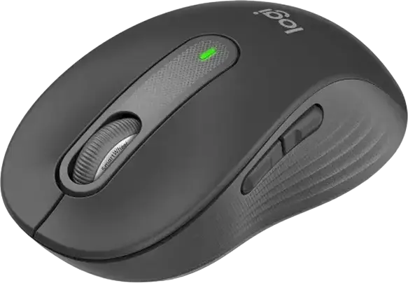 Logitech Signature M650 Wireless Mouse, Medium, Right-handed, SilentTouch, SmartWheel, 400-4000 DPI, Bluetooth & Logi Bolt USB, Color: Black