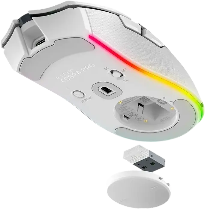 Razer Cobra Pro Wireless Gaming Mouse, Focus Pro 30K Optical Sensor, 30,000 DPI, Optical Switches Gen-3, Chroma RGB, HyperSpeed, Bluetooth, White