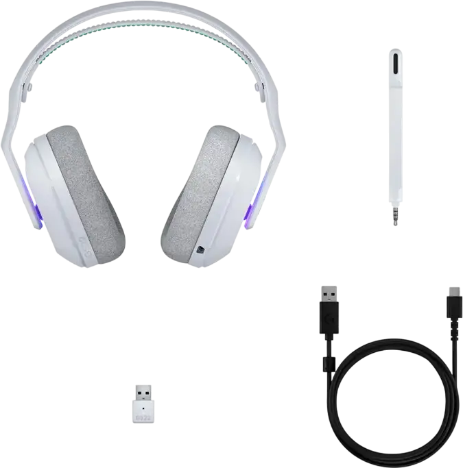 Casca Gaming Wireless Logitech G522 LIGHTSPEED, Alb, Circumaurale Inchise, Bluetooth 5.3, Audio USB, Difuzoare 40mm, RGB LIGHTSYNC, Microfon Detasabil