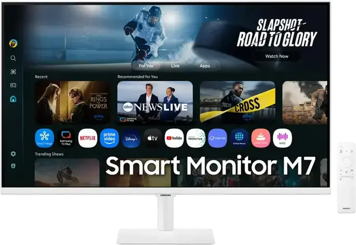 Monitor Smart Samsung S32FM703 M7 32 inch 4K UHD Panou VA HDR10 Tizen OS USB-C 65W Power Delivery HDMI Bluetooth Wi-Fi Difuzoare Integrate Alb