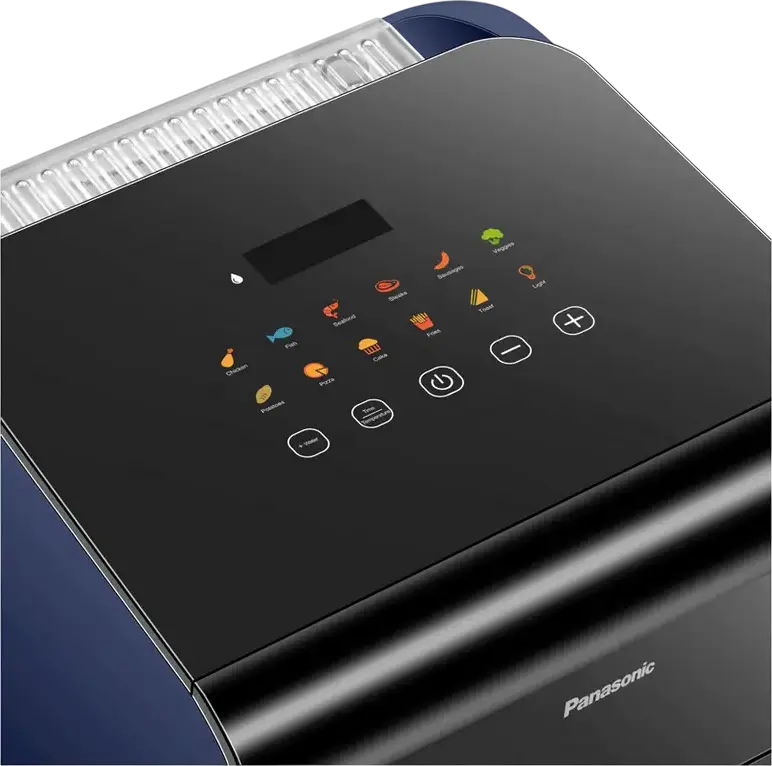 Panasonic NF-CC600ATS Air Fryer, 6L Capacity, 1450W, Touch Control LED Display, Gentle Steam Technology, Viewing Window, 11 Presets, Black and Blue