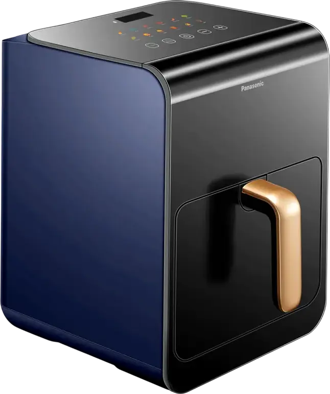 Panasonic NF-CC600ATS Air Fryer, 6L Capacity, 1450W, Touch Control LED Display, Gentle Steam Technology, Viewing Window, 11 Presets, Black and Blue