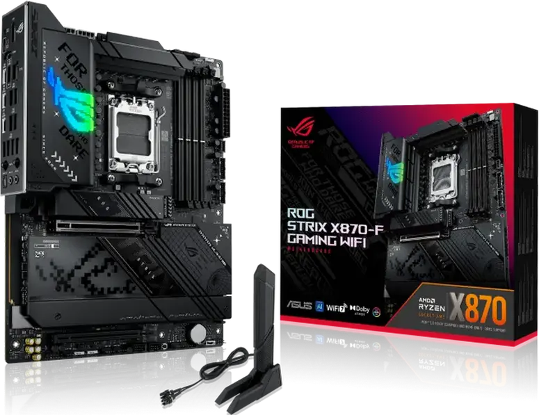 Placa de baza ASUS ROG STRIX X870-F GAMING WIFI AM5 AMD X870 ATX DDR5 192GB PCIe 5.0 WiFi 7 Bluetooth 5.4 USB4 Ethernet Intel 2.5Gb