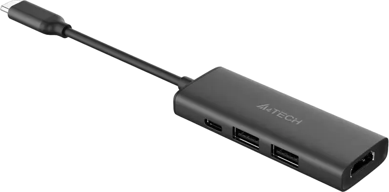 A4Tech DST-40C Hub Docking Station 4-in-1 USB-C, Aliaj Aluminiu, HDMI 4K@30Hz, USB 3.0, USB 2.0, Power Delivery 100W, Gri Cenușiu