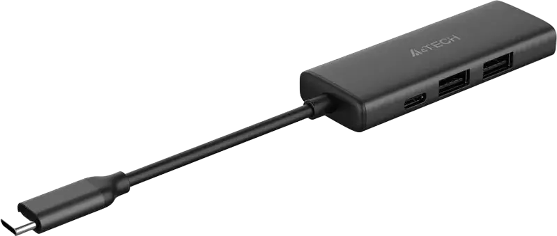 A4Tech DST-40C Hub Docking Station 4-in-1 USB-C, Aliaj Aluminiu, HDMI 4K@30Hz, USB 3.0, USB 2.0, Power Delivery 100W, Gri Cenușiu